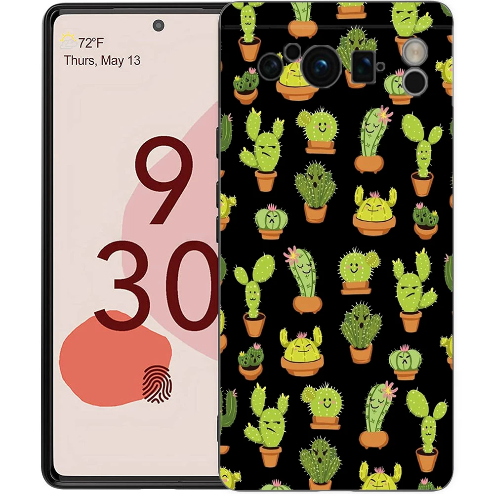 Succulent Design Shockproof Silicone Phone Case - Soft TPU Protective Cover