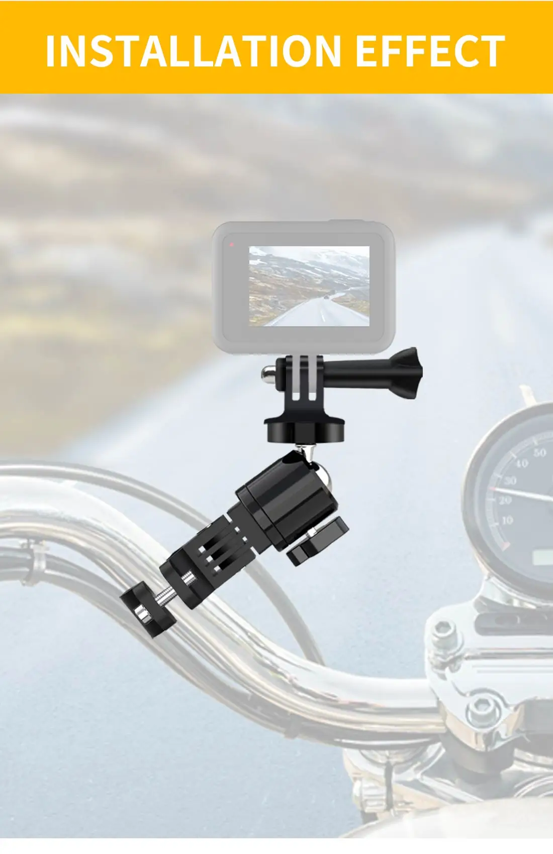 Metal Cycling Bike Mount Motorcycle Handlebar Holder 1/4 Screw for GoPro 10 9 8