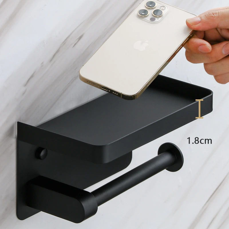 Description Picture 3 of itemStainless Steel Bathroom Paper Holder Toilet Roll Holder No Drilling Wall Mount WC Paper Phone Holders Home Paper Towel Holder