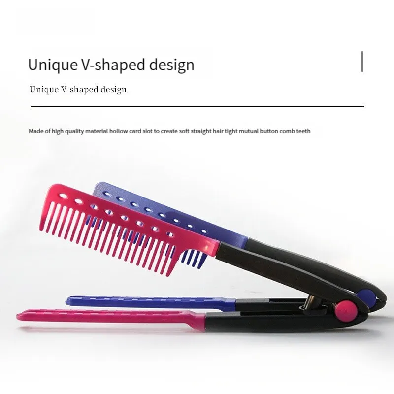 Flat Comb Straightening Comb Salon Hair Brush Combs Hairdressing Styling Hair Straightener V-shaped Straight Comb Straightener 6