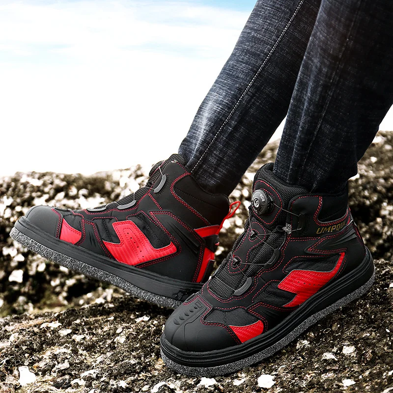 Outdoor Reef Rock Fishing Shoes, Hunting Fishing Boots, Felt Steel Nailed Sole Upstream Self-lock Shoes