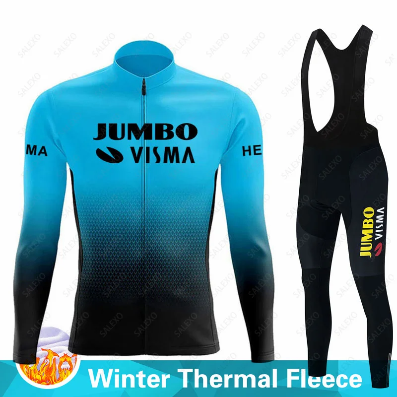 

Мужской теплый комплект из джерси и флиса Jumbo Visma, зимняя одежда для горных велосипедов, одежда для велосипеда, 2023