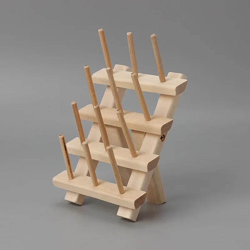 Wooden Thread Holder Storage Box Spool Yarn Holder Home Embroidery Folding Frame Multiple Size Sewing Rack Organizer