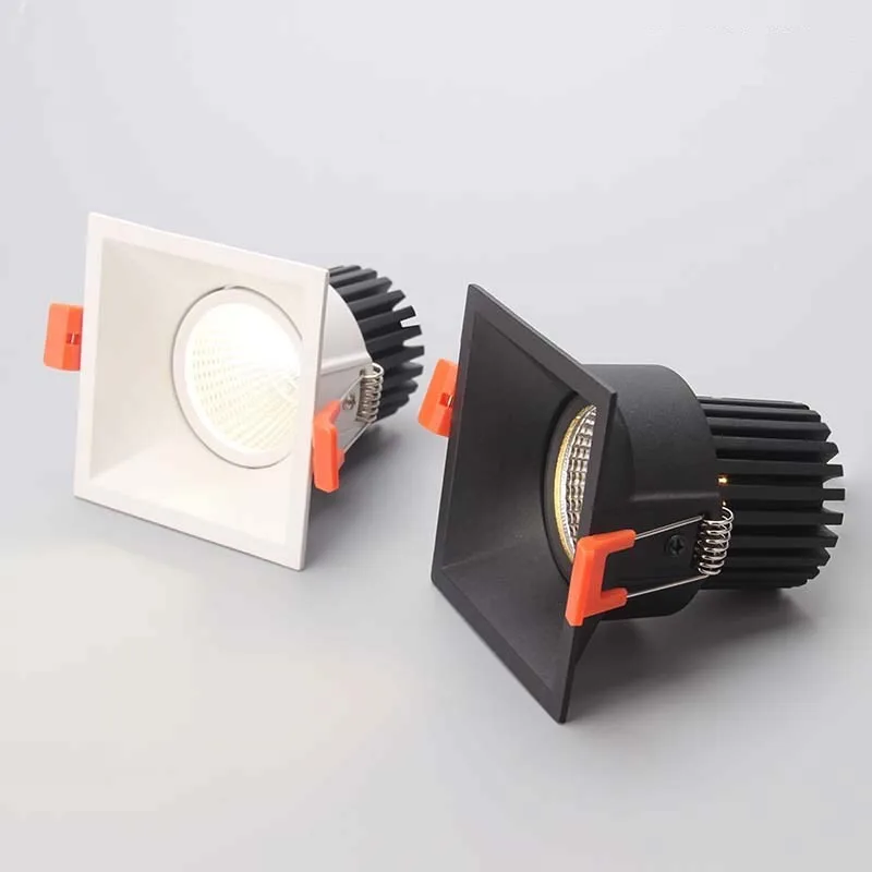 

Square Dimmable Recessed Anti Glare COB LED Downlights 10W 15W 18W LED Ceiling Lamps Indoor Lighting AC110V/220V