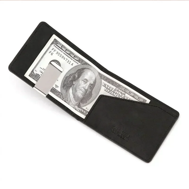 Fashion Men Leather Money Clips Wallet Multifunctional Thin Man Card Purses Women Metal Clamp Money Cash Holder synthetic leather wallet metal money clip