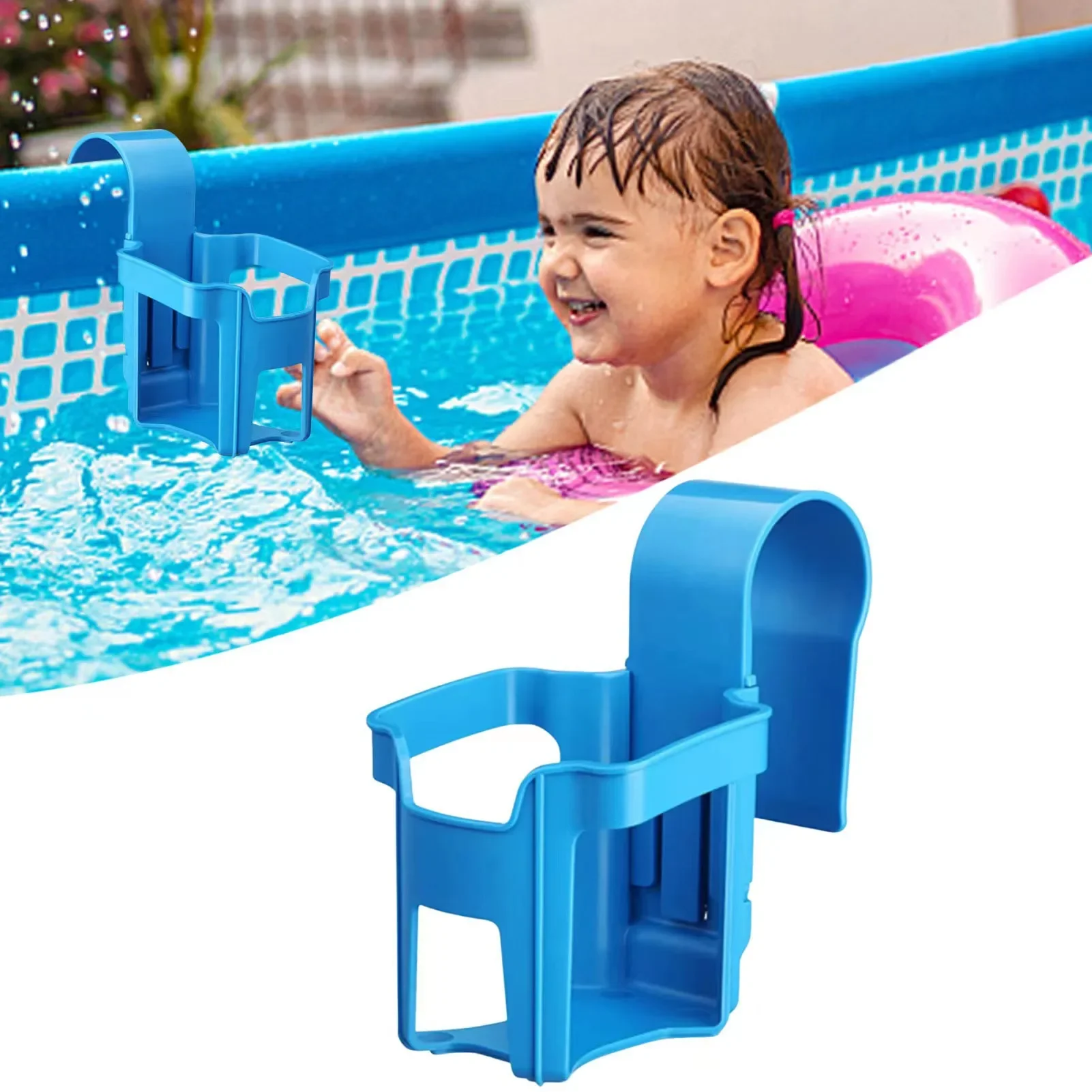 Poolside Cup Holder Swimming Pool Side Water Bottle Storage Hanging Rack Drink Beer Beverage Shelf Fit Width 5cm Round Top Bar