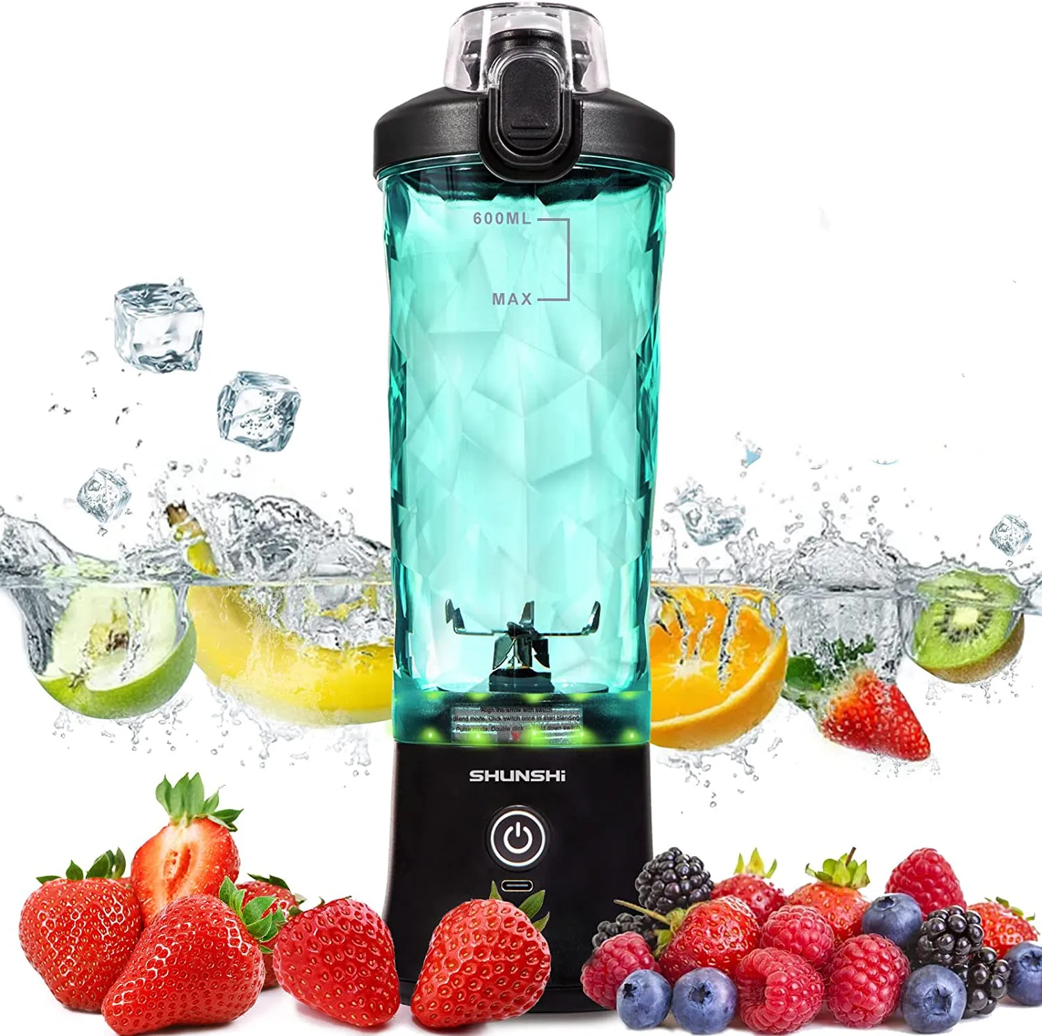 Portable Personal Small Blenders for Smoothies: Mini Electric Juice Smoothy  Maker with 13 Oz, Rechargeable Cordless Fruit Ice Crusher, for Travel