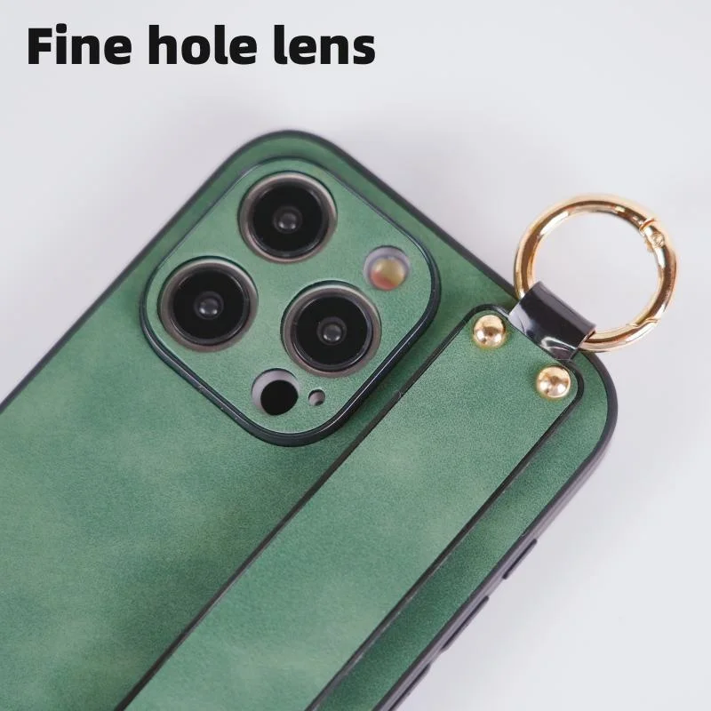 Luxurious Imitation Sheepskin Wrist Strap Phone Case with Stand Holder - Soft Silicone Shockproof Cover