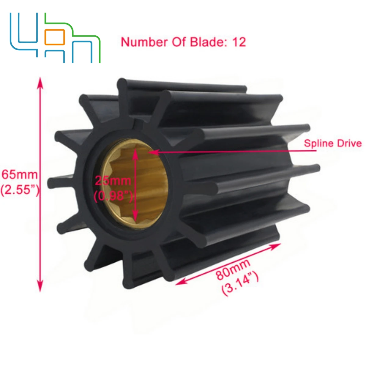 

09-821B Marine Flexible Water Pump Impeller For Johnson 09-821B Yanmar 119574-42550 JMP 7376-01