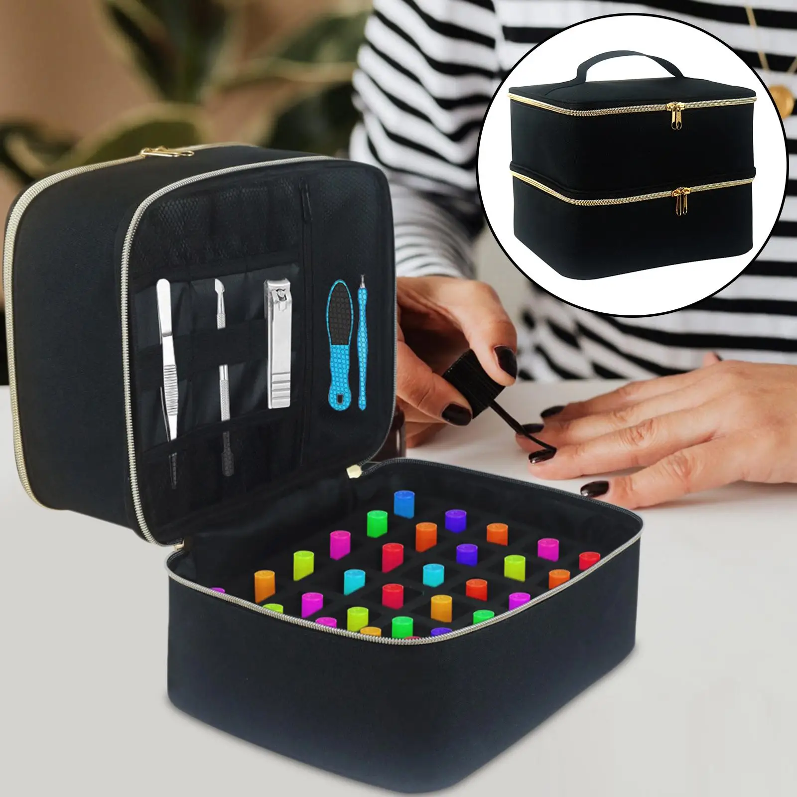 Custodia per smalto per unghie staccabile con manici Organizer per  cosmetici custodia per asciugatrice per unghie per accessori per Manicure  strumenti per Nail Art - AliExpress