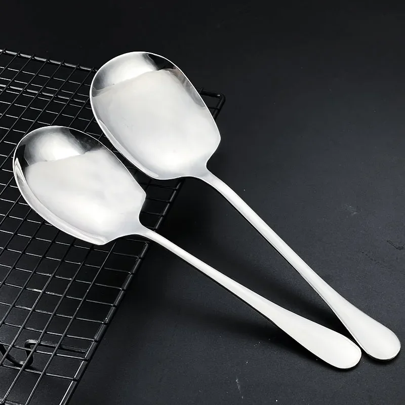 Stainless Steel Spoon Thicken Long Handle Soup Spoons Round Scoops for Dinner Spatula Spoon Cooking Serving Spoon Tableware