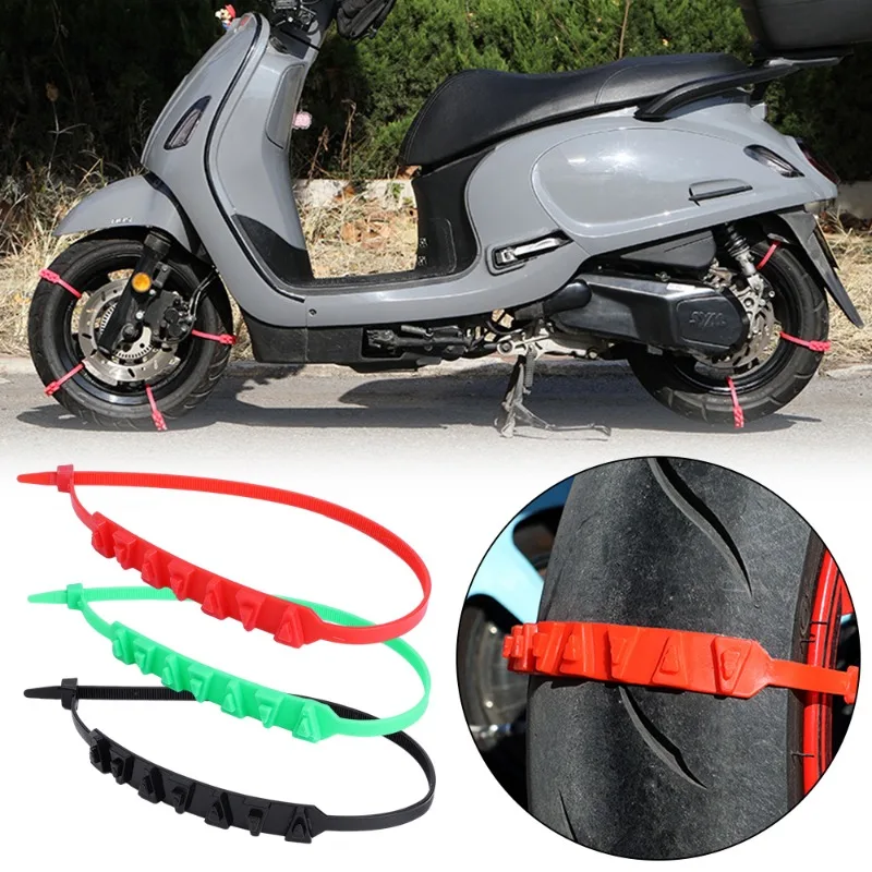Anti-Skid Snow Chains 5-1pcs FOR Motorcycles Bicycles Winter Tire Wheels Non-slip Cable Ties Motorbike Emergency Tire Chain Tool