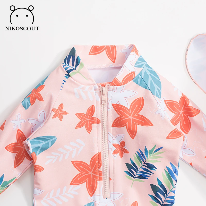 Girls Swimsuit Children's Long-Sleeved Swimsuit Bottoms Children's Toddler Baby One-Piece Sun Protection