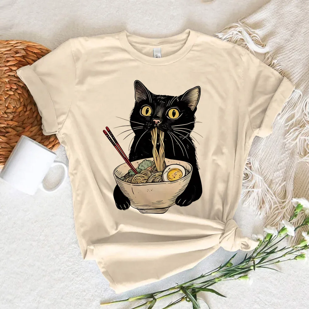 Noodle Ramen Cat Shirt Teen Pop Culture Grafik Bequemes Gothic Vintage Klassisches T-Shirt Damen 80er Jahre Bequem 2000er Kawaii – Detail 12