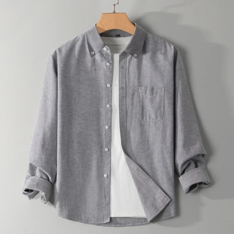 White Oxford Shirt Men's Slim Breathable Anti-Wrinkle Autumn Long Sleeve Business Office Casual Shirts Dress Korean Clothes