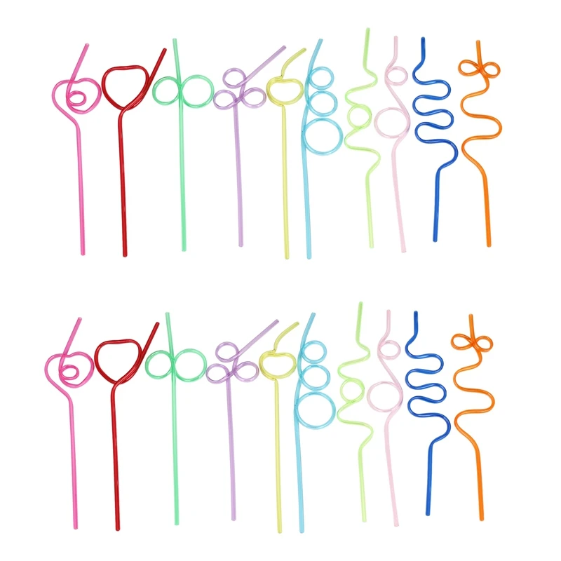 100X Crazy Loop Straws, Crazy Silly Colorful Reusable Drinking Straws