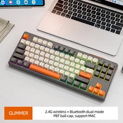 Wireless RGB Backlit 87-Key Gaming Keyboard with PBT Ballcap Design (Shimmer)