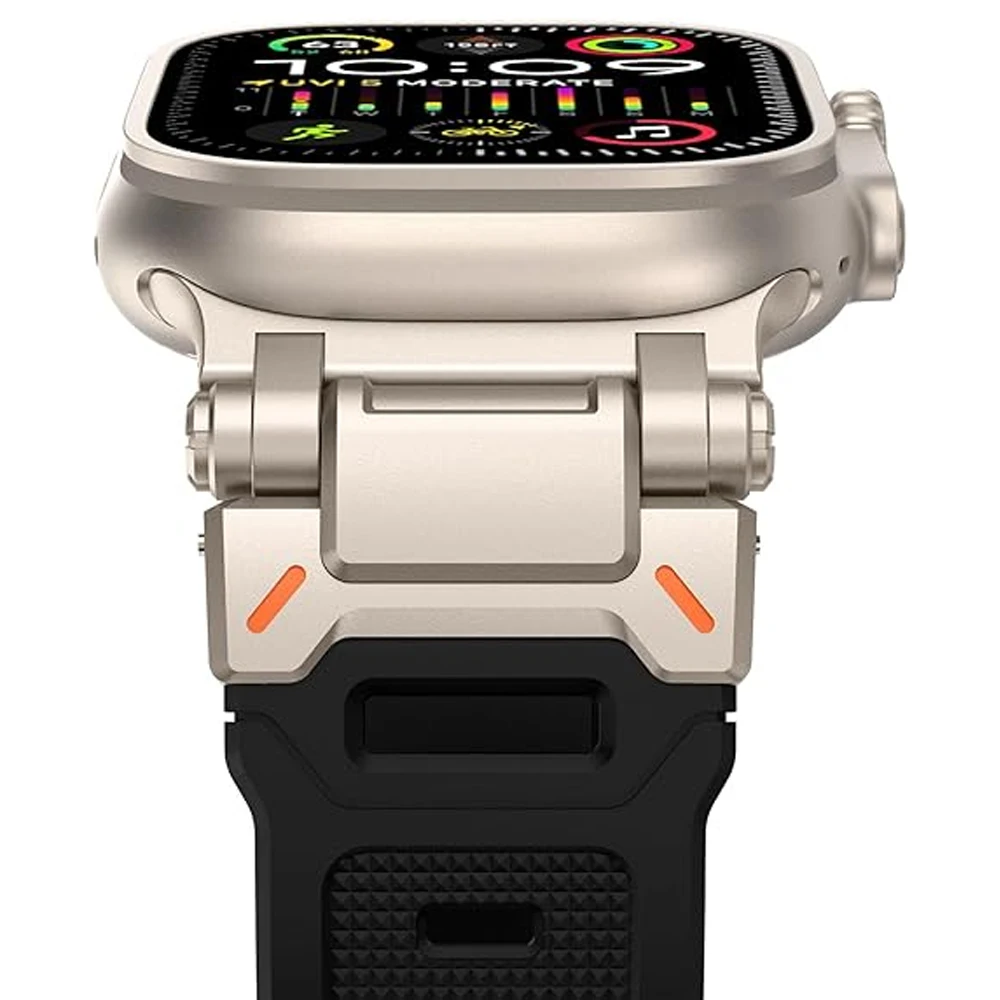 

Силиконовый ремешок для Apple Watch Ultra 2 Band 49 мм 45 мм 44 мм 42 мм Прочный металлический + резиновый браслет correa iWatch Series 9 6 5 4 7 8 SE