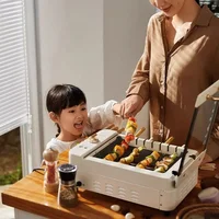 Meat Roasting Pan Skewers Machine Household Barbecue Grill Roasting Hot Pot Double-Layer Automatic Rotation Kebab Machine 2