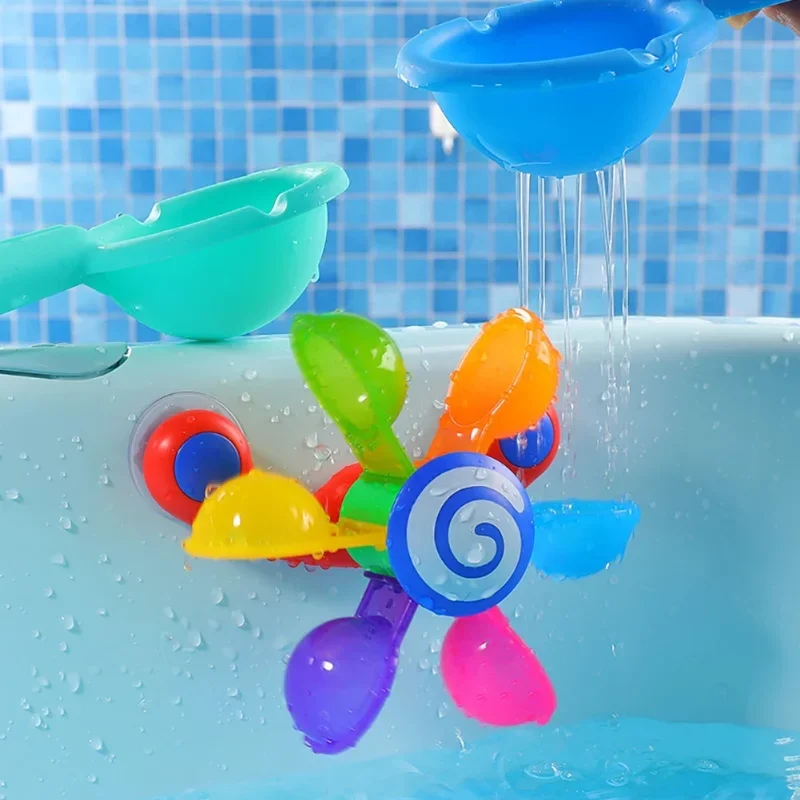 

Baby Bath Toys Colorful Waterwheel Bathing Sucker Bathtub Water Spray Play Set Shower Sprinkler Toy For Kids Toddler Children