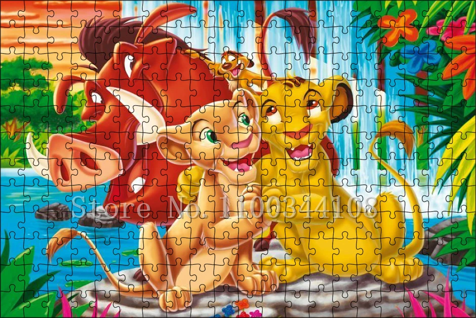 Puzzle le roi Lion Simba en bois pour adultes, 300/500/1000 pièces, dessins  animés Disney, animaux, ornement, jouets éducatifs - AliExpress