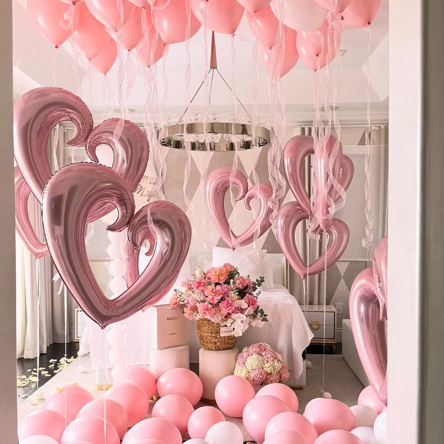 36 Zoll Herzförmiger Aluminiumfolienballon mit Haken, Valentinstag, Jahrestag, Geburtstagsdekoration