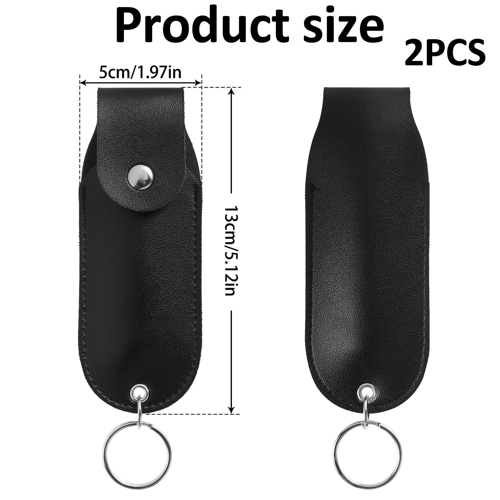 Black PU Leather Mini Pepper Spray Holder Self Defense Keychain
