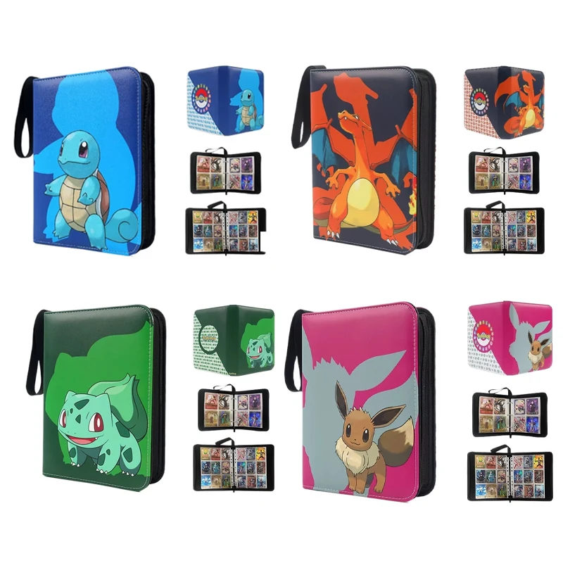Pokemon Card Storage Bag Anime Figure Card Storage Bag Photo Album Collect Album Loose Leaf Pu Zipper Game King Fans Pikachu Pack Toys