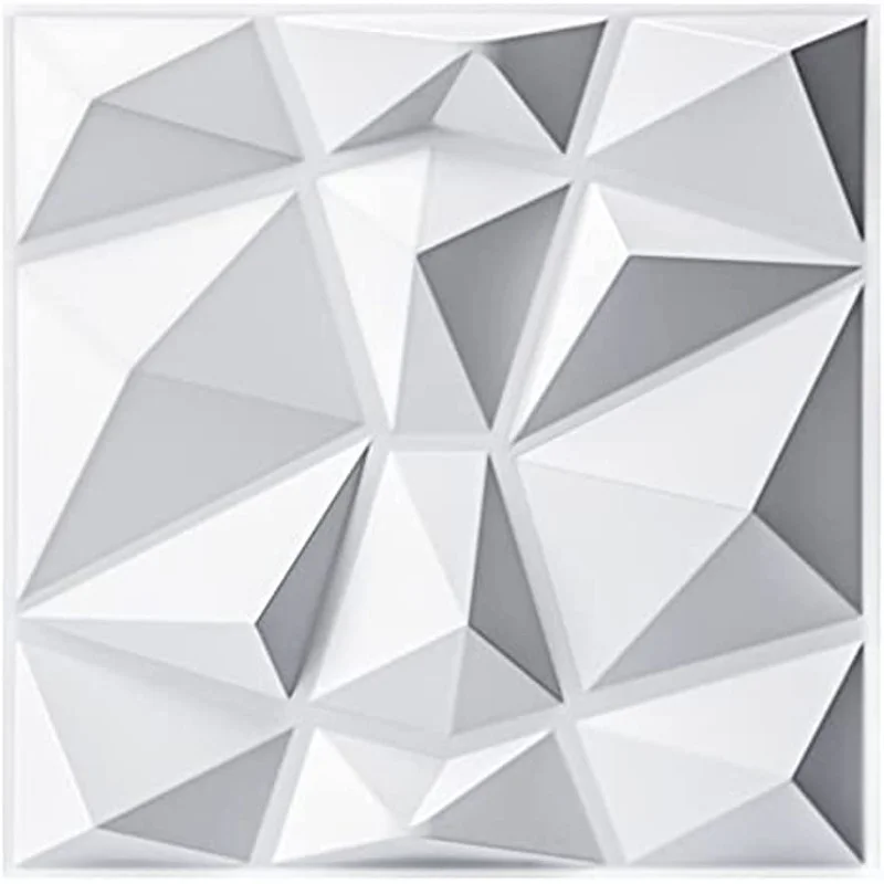 

Decorative 3D Wall Panels in Diamond Design, 30cmx30cm Matt White DIY Home Decoration Foam Wall Stickers Room decor (10 Pack)