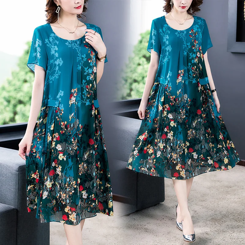 

Женское шифоновое платье, летнее свободное платье большого размера, с принтом, в стиле пэчворк, 2020