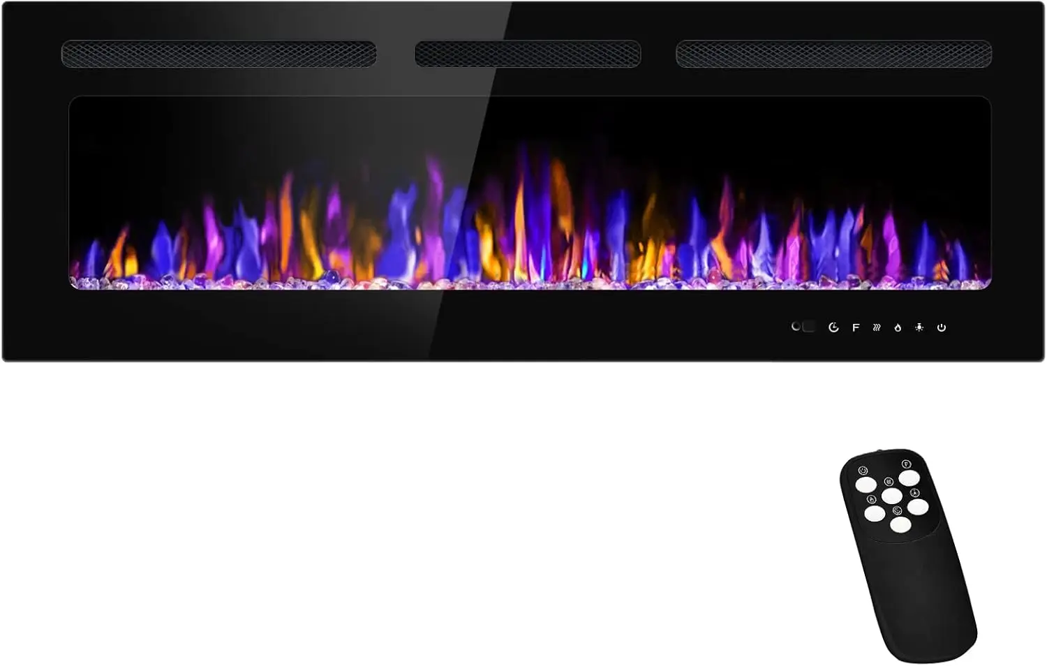 NEW-50" Electric Fireplace Wall Mounted and Recessed with Remote Control, 750/1500W Ultra-Thin Wall Fireplace Heater W/Timer