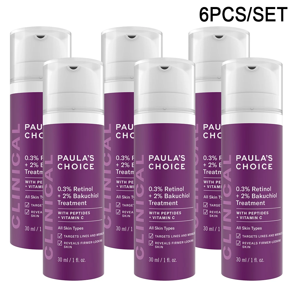 

6PCS Paula’s Choice Serum CLINICAL 0.3% Retinol + 2% Bakuchiol Treatment Anti-Aging for Deep Wrinkles & Fine Lines All Skin 30ML