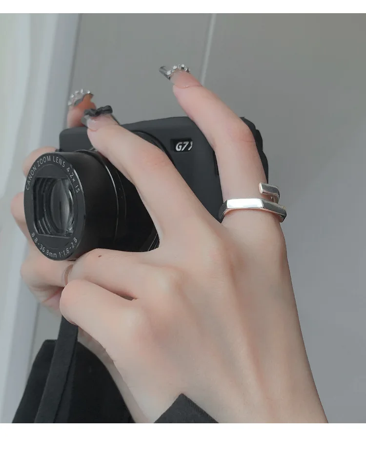 Einfache, geometrische, verstellbare Ringe aus 925er-Sterlingsilber für Damen, stapelbar, Designer-Schmuckzubehör, verhindert Allergien – Detail 11