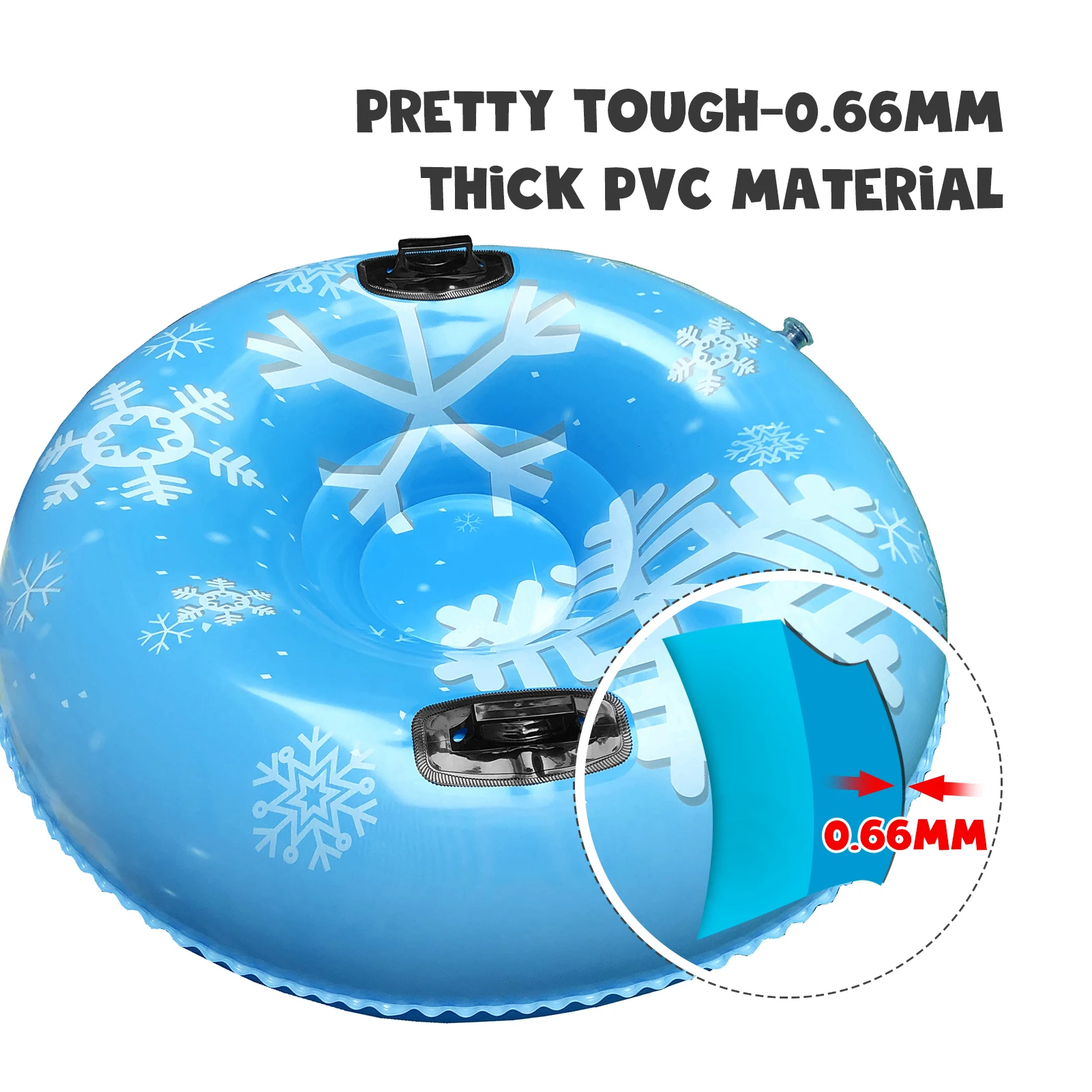Inflatable Ski Ring PVC Sledding Tube Thicken Snow Tubing Winter Snow Tube with Handle Racer Durable Sled Board