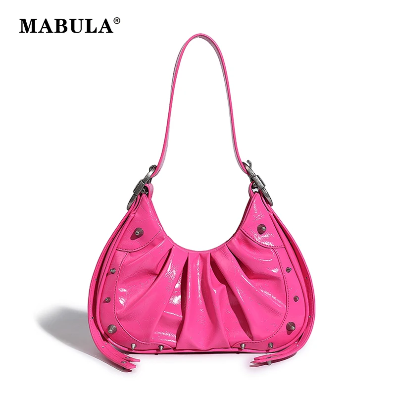 

MABULA Luxury Design Women Shoulder Bags Fashion Ladies Small Tote Phone Purse Soft PU Leather Crossbody Bag Half Moon Handbags