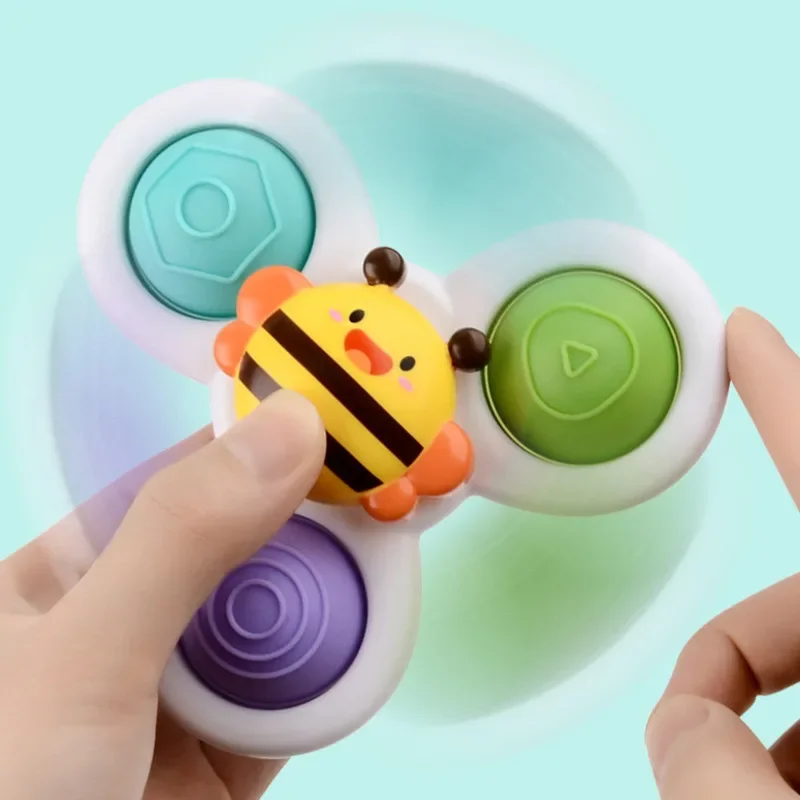 Cartoon Suction Cup Spinner Toy Baby Bath Toys Hand Spinning Toys with Suction Cup Water Play Toy Educational Toys for Baby Kid 5
