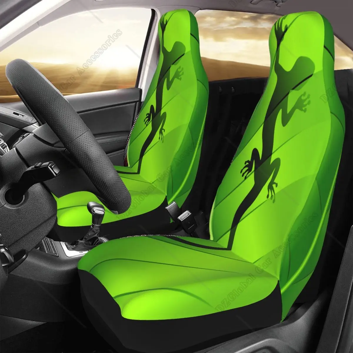 Green Gecko Car Seat Covers Pcs Set Vehicle Front Seat Protector