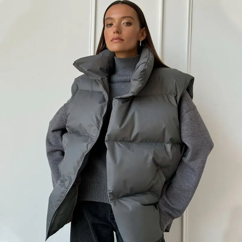 Talenza Women's Cotton Vest Jacket New Sleeveless Sports Casual Solid Color Winter Warm Vest Jacket Vest Women's Cotton Jacket 2