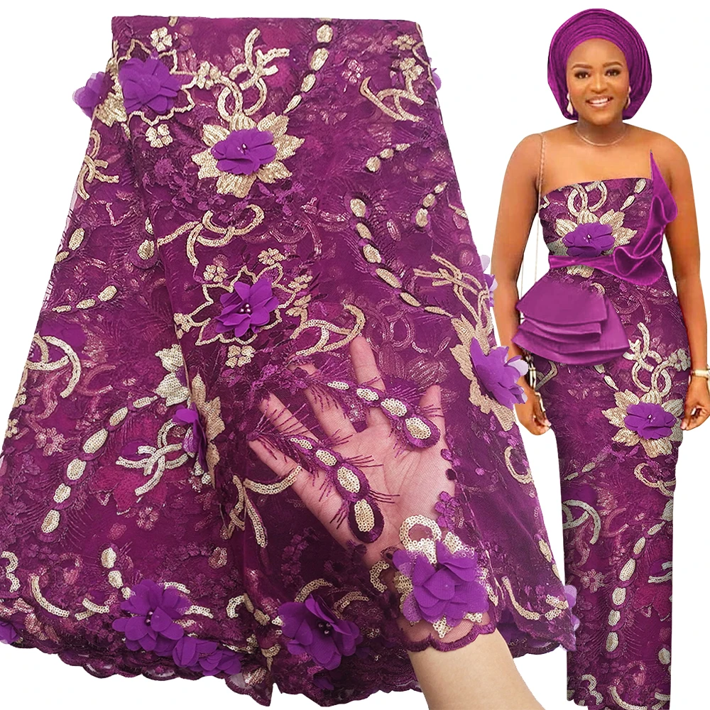 

Новинка 2022, африканская кружевная ткань Bestway с 3D цветами, 5 ярдов, Высококачественная вышивка бисером, фототкань, роскошная свадебная ткань