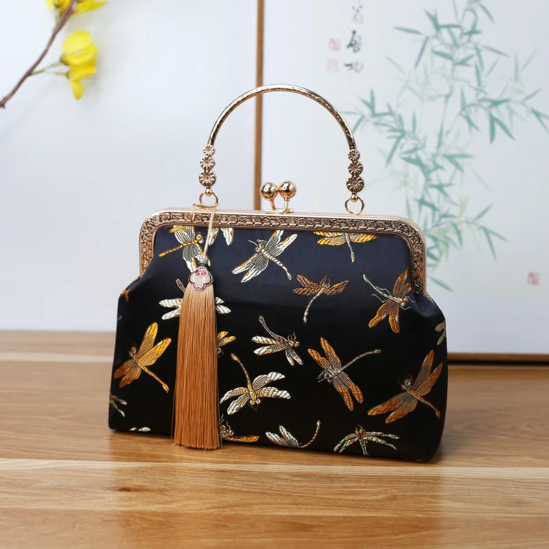 Vintage Fringe Tassel Metal Shell Lock Bags Mother Gift Bag Chain Women Shoulder Crossbody Hand Bags Women's Handbags Purses