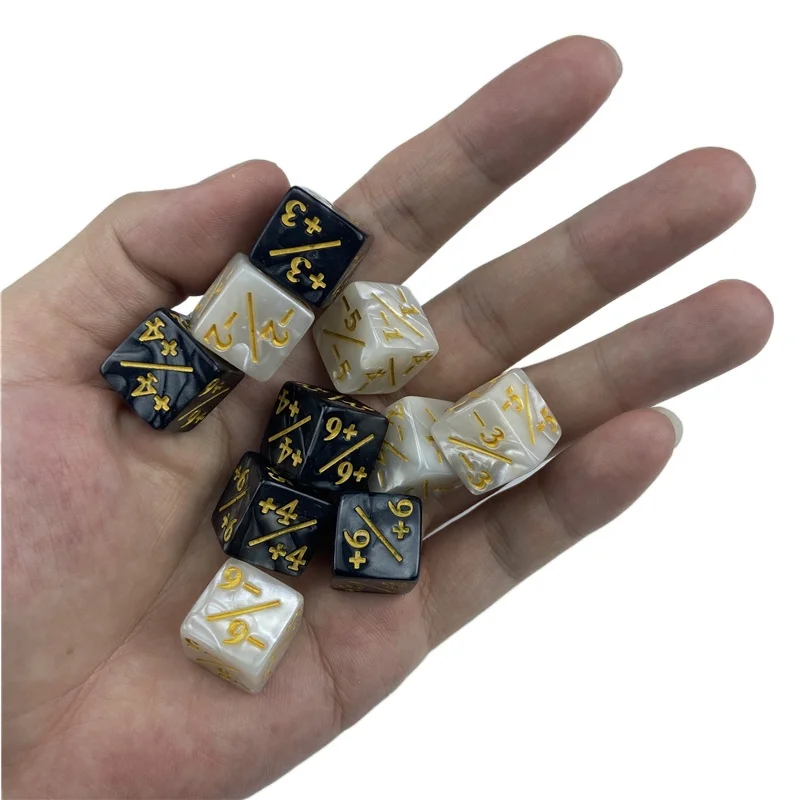 Dice 10pcs 16mm 6 Side Counting Dice +1/-1 Black White Kids Toy For Game Counting Counters boardgame toys