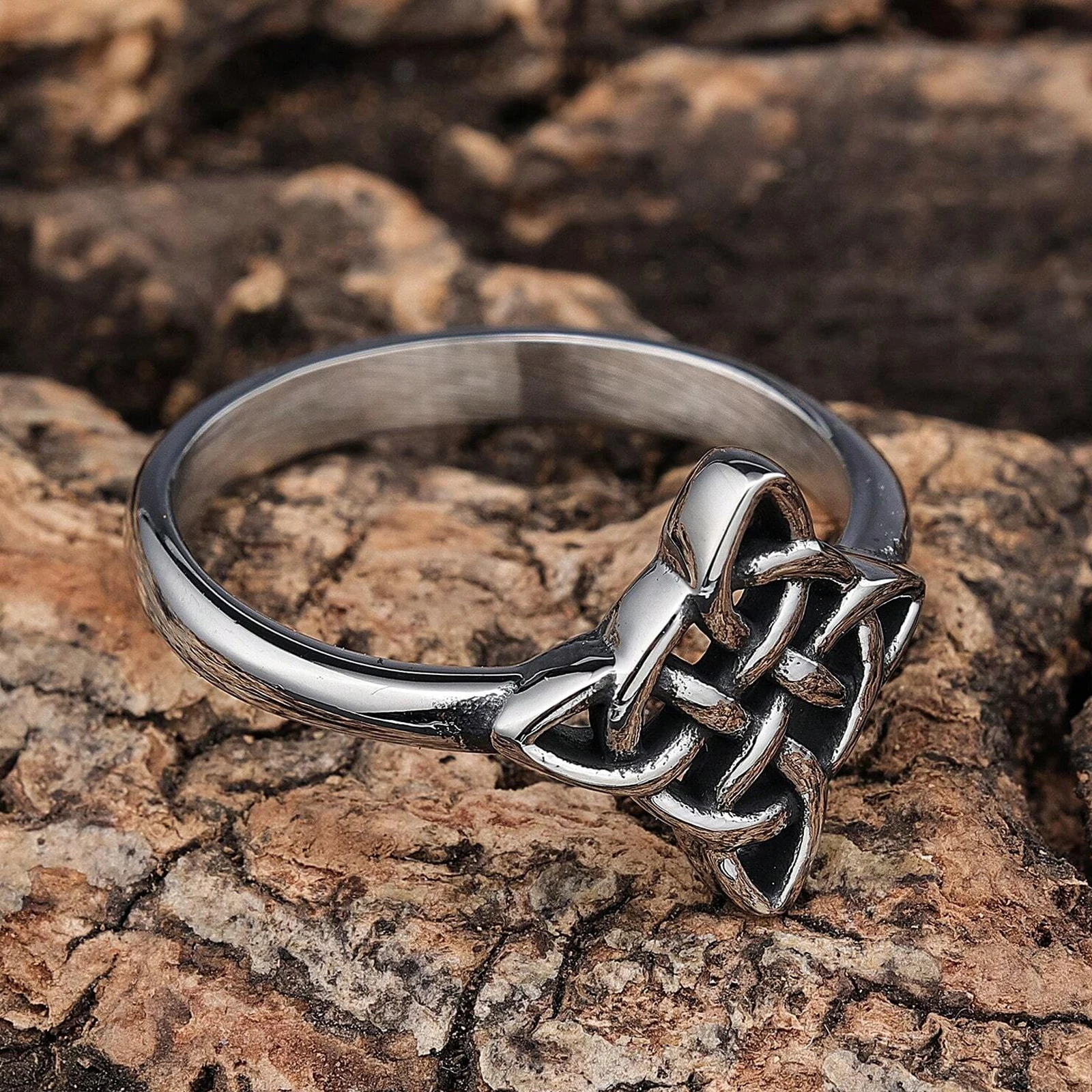 Women's Vintage Celtic Knot Stainless Steel Jewelry, Fashion Love Promise Stamp Ring, Best Gift for Ladies