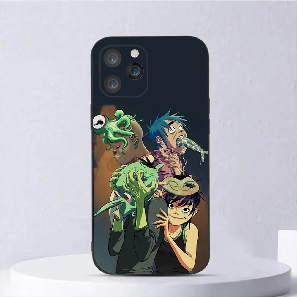 G-Gorillaz Rock Band Cartoon Soft Silicone Phone Case - Black Cover