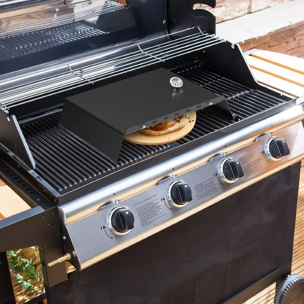 Universal Metal Pizza Oven Kit for Gas and Pellet Grills, Adjustable 20-30 Inch Width, with Grill Top for Baking Pizza