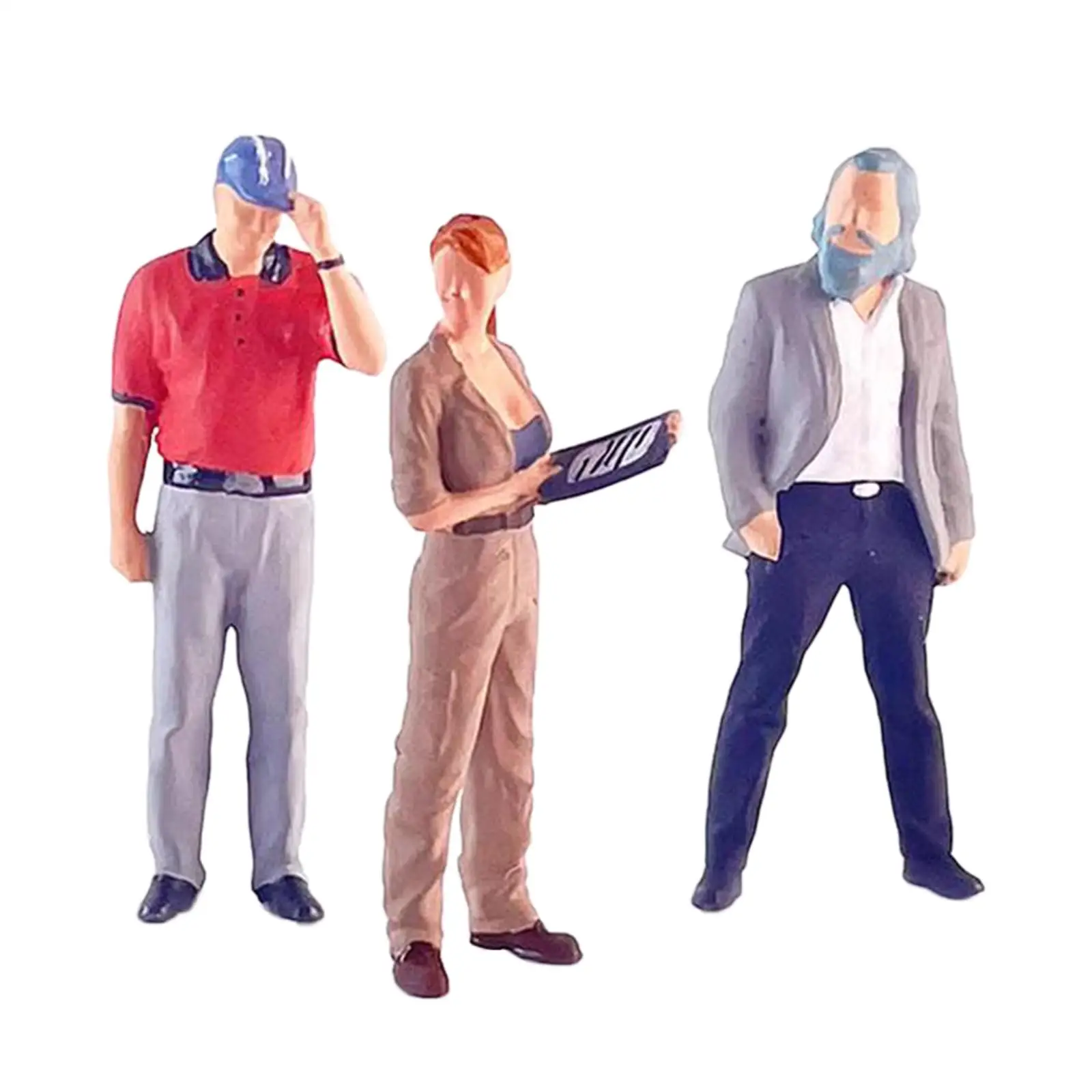 3Pcs 1/64 Scale Female and Male Model Hat Man Micro Landscape Sand Table