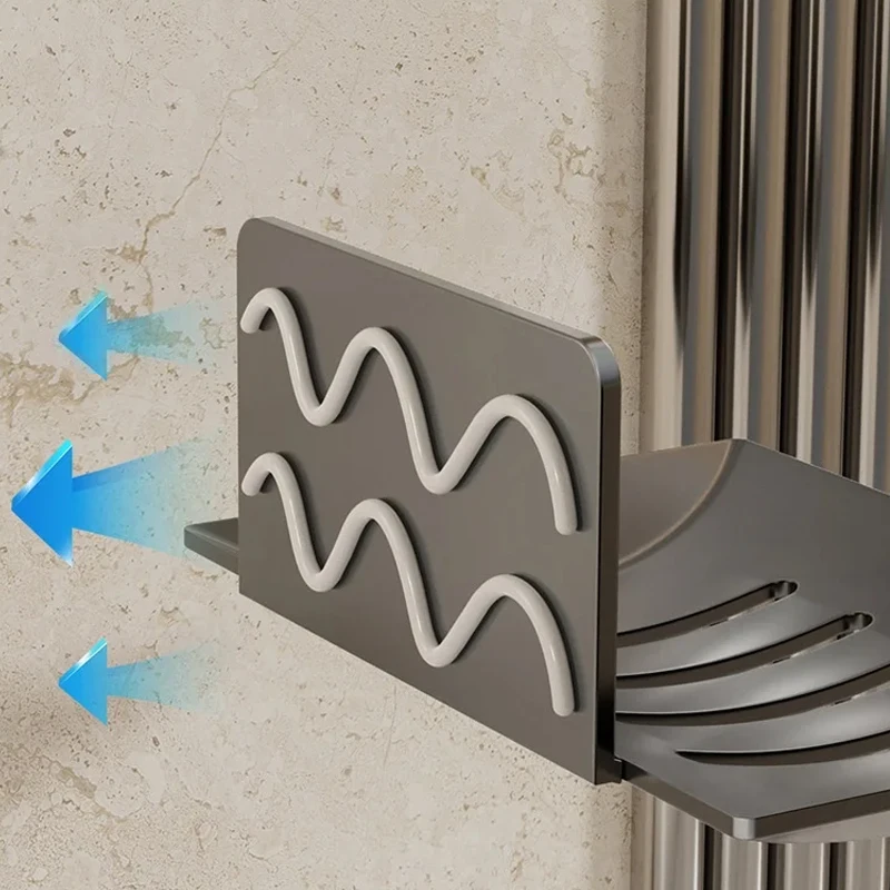 1PC Carbon Steel No Punching Required Soap Rack Household Bathroom Wall Mounted Filterable Water Soap Storage Rack