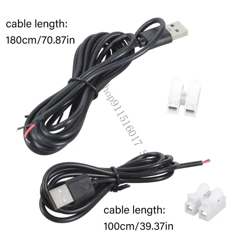 USB2.0 수컷 2 핀 터미널 블록 케이블 5V 전원 코드 스프링 충전 솔루션 100cm/180cm 45ba