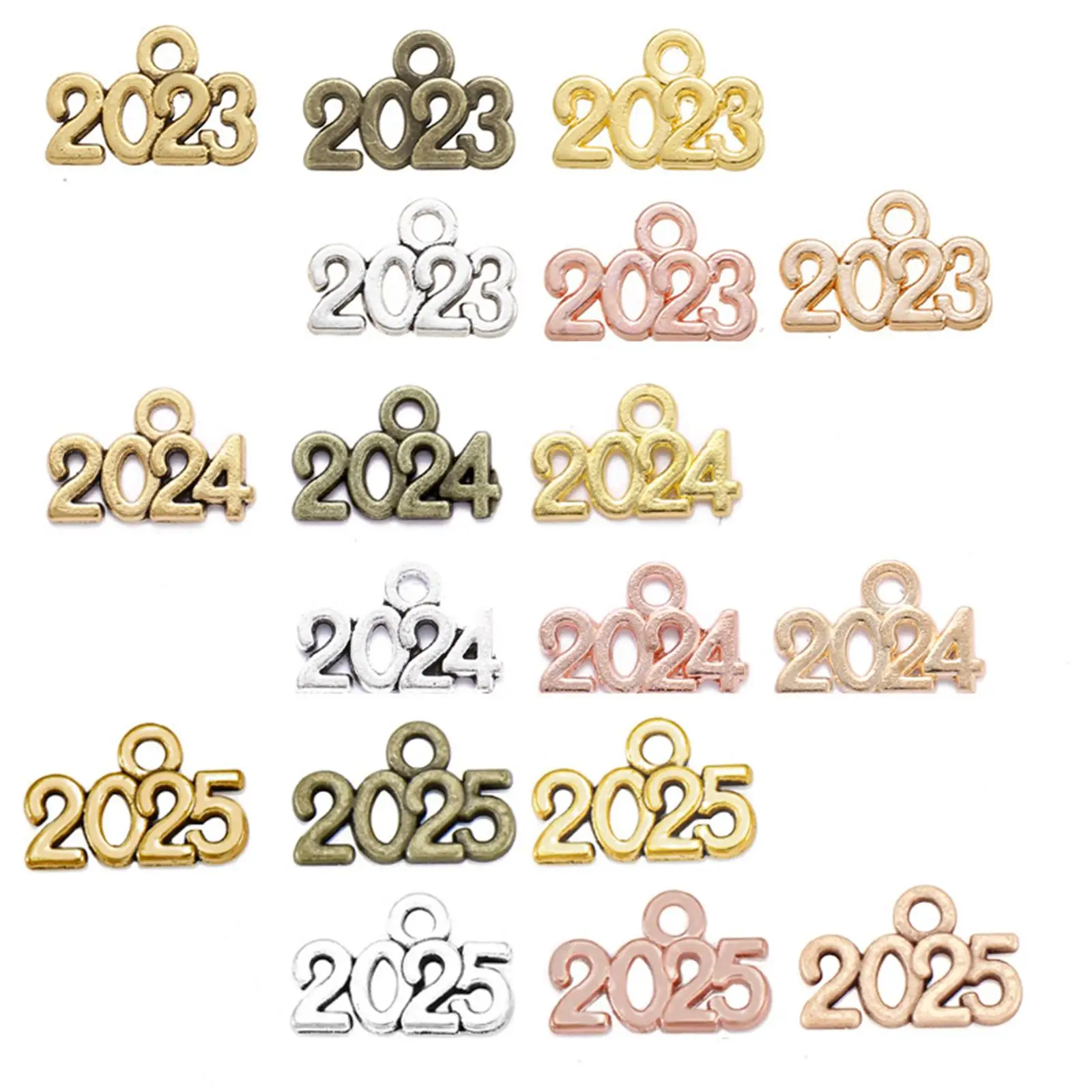 100x 2024 Year Number Charm Jewelry Findings Making Bracelets Craft Accessories DIY Project Earring Graduation Charms Pendants