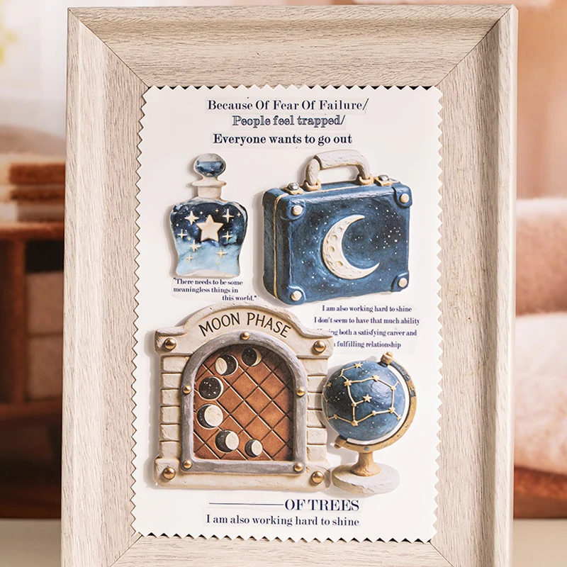 Mr.Paper 6팩 미적 디오라마 스티커, 저널 스크랩북용 빈티지 홈&푸드 장면 스티커 DIY 사진 프레임 장식