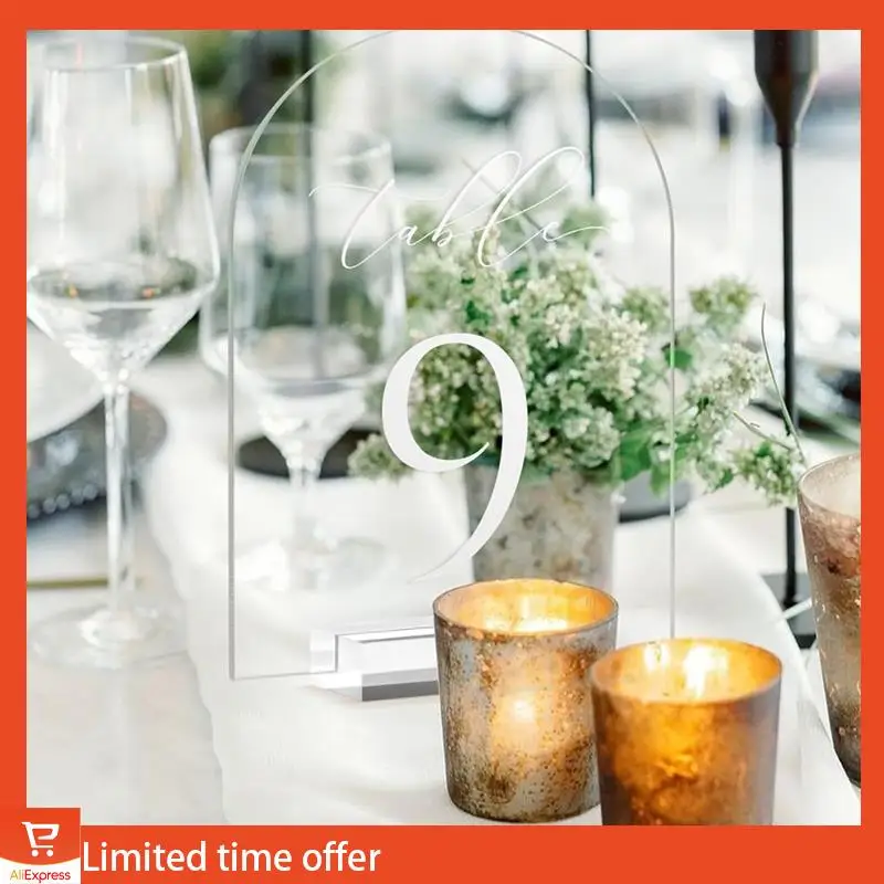 Fresh Clear Arch Table Numbers For Wedding,5X7in Arched Acrylic Table Numbers 1-10+Stands,Clear Acrylic Arch Tabletop Sign